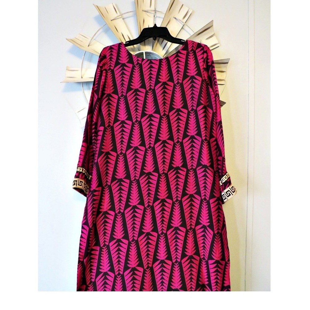 Embroidered Kaftan Maxi Dress –Beaded Floral Trim, Side Slits, Boho Ethnic Style - Picture 14 of 16